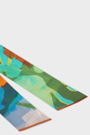 Scarves Purificacion Garci Green/Turquoise/Ochre Ofelia Silk Bow Women - Image 2