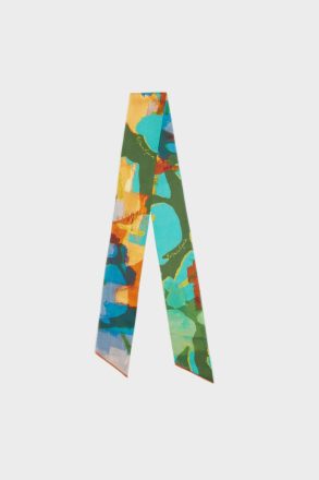 Scarves Purificacion Garci Green/Turquoise/Ochre Ofelia Silk Bow Women