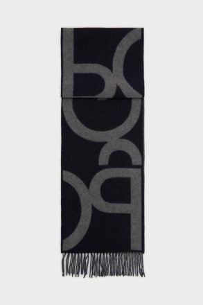 Scarves Purificacion Garci Gutenberg Wool Scarf Gray/Navy Women - Image 3