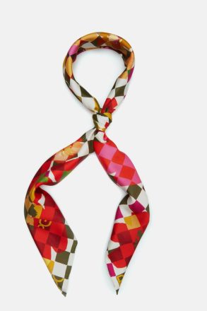 Scarves Purificacion Garci Khaki Green/Beige/Pink Gambito 90 Silk Scarf Women - Image 2