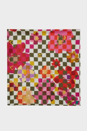 Scarves Purificacion Garci Khaki Green/Beige/Pink Gambito 90 Silk Scarf Women - Image 3