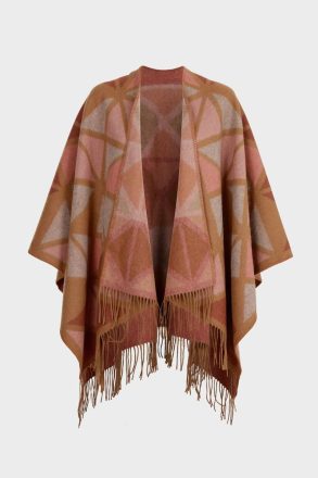 Scarves Purificacion Garci Tan/Green/Orange Women Origami Wool Poncho