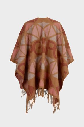 Scarves Purificacion Garci Tan/Green/Orange Women Origami Wool Poncho - Image 3