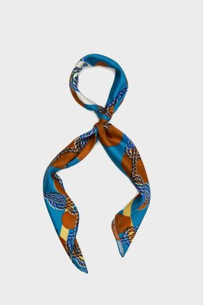 Scarves Purificacion Garci Women L8S Cabos 90 Silk Scarf Azul/Marrón/Beige - Image 2