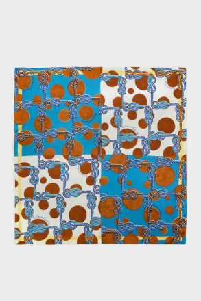Scarves Purificacion Garci Women L8S Cabos 90 Silk Scarf Azul/Marrón/Beige