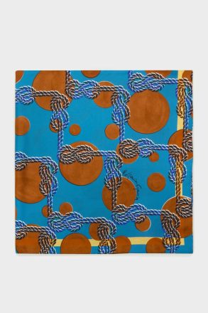 Scarves Purificacion Garci Women L8S Cabos 90 Silk Scarf Azul/Marrón/Beige - Image 3