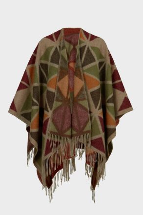Scarves Women Purificacion Garci Verde Caqui/Topo/Naranja/Burdeos Origami Wool Poncho