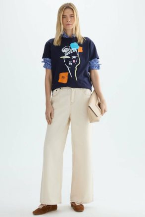 Sequinned Print Jersey Straight-Fit T-Shirt Navy Purificacion Garci Women T-Shirts And Tops - Image 4