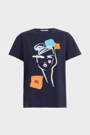 Sequinned Print Jersey Straight-Fit T-Shirt Navy Purificacion Garci Women T-Shirts And Tops - Image 5
