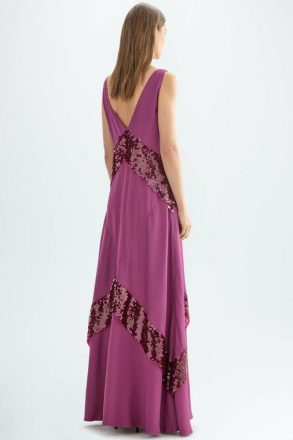 Sequinned Satin A-Line Long Dress Purificacion Garci Women Evening Purple - Image 3