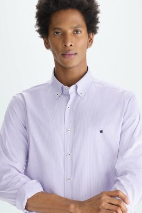 Shirts Mallow/White Needle Striped Poplin Shirt Men Purificacion Garci - Image 4