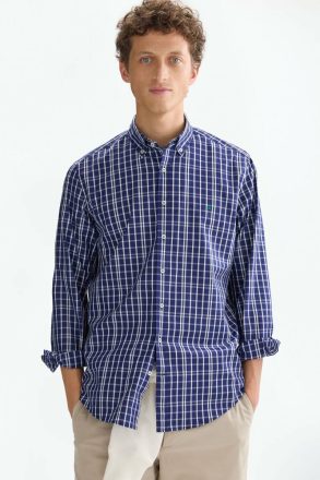 Shirts Men Chequered Poplin Shirt Purificacion Garci Ink Blue/White