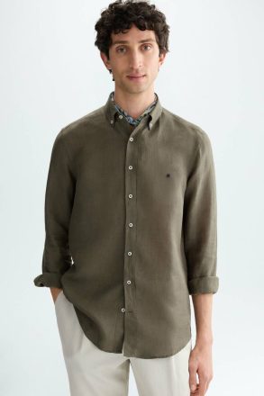 Shirts Men Linen Shirt Purificacion Garci Khaki