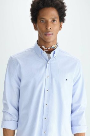 Shirts Men Needle Striped Poplin Shirt Sky Blue/White Purificacion Garci - Image 2