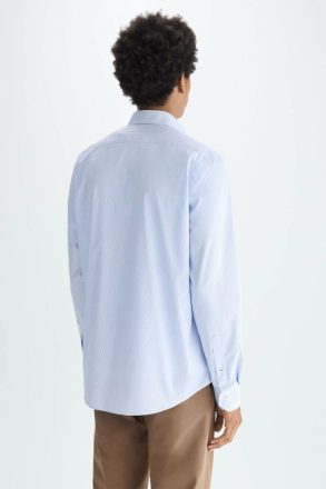 Shirts Men Needle Striped Poplin Shirt Sky Blue/White Purificacion Garci - Image 3