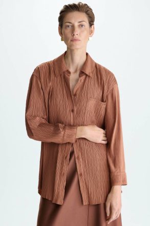 Shirts Purificacion Garci Cinnamon Pocket Crinkle Oversize Shirt Women