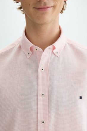 Shirts Purificacion Garci Men Pink/White Micro Check Linen Shirt - Image 2