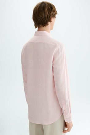 Shirts Purificacion Garci Men Pink/White Micro Check Linen Shirt - Image 3
