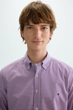 Shirts Purple/White Men Purificacion Garci Gingham Check Poplin Shirt - Image 2