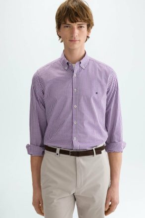Shirts Purple/White Men Purificacion Garci Gingham Check Poplin Shirt