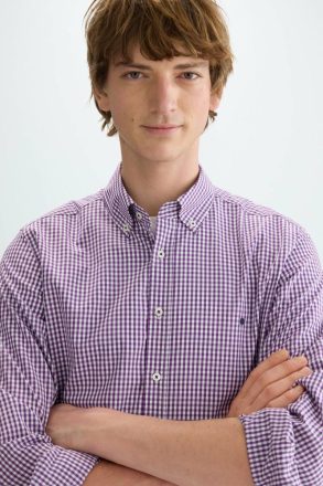 Shirts Purple/White Men Purificacion Garci Gingham Check Poplin Shirt - Image 5