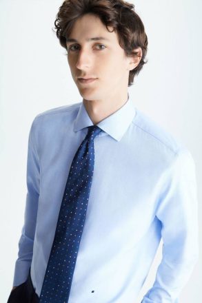 Shirts Spread Collar Textured Cotton Shirt Sky Blue Purificacion Garci Men - Image 2