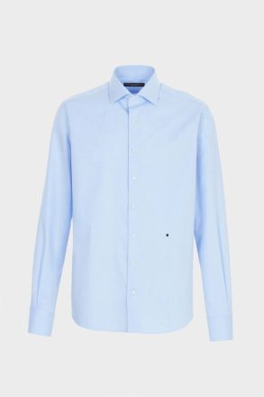 Shirts Spread Collar Textured Cotton Shirt Sky Blue Purificacion Garci Men - Image 4