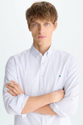 Shirts Windowpane Check Poplin Shirt Purificacion Garci White/Blue Men - Image 2