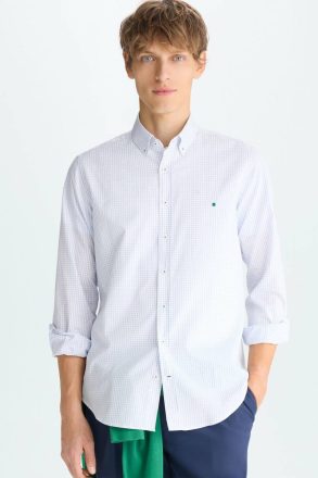 Shirts Windowpane Check Poplin Shirt Purificacion Garci White/Blue Men