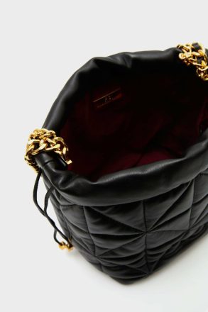 Shoulder Bags Women Purificacion Garci Black Homenaje Acolchado Bucket Bag - Image 3