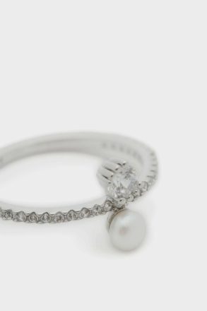 Silver/Crystal/Pearl Radiant Pearl Ring Women Crystal Purificacion Garci - Image 2