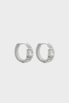 Silver Radiant Hoop Earrings Crystal Women Purificacion Garci