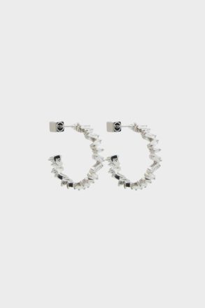 Silver Rectangles Hoop Earrings Purificacion Garci Crystal Women