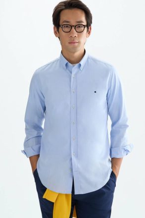 Sky Blue Oxford Shirt Men Purificacion Garci Shirts