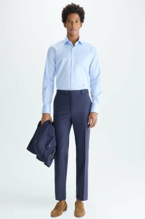Sky Blue Shirts Purificacion Garci Spread Collar Twill Shirt Men - Image 4