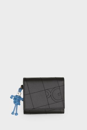Small Wallets Women Purificacion Garci Black Cubi Fold Over Japanese Wallet