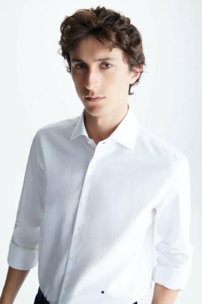 Spread Collar Textured Cotton Shirt Shirts Men White Purificacion Garci - Image 2