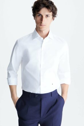 Spread Collar Textured Cotton Shirt Shirts Men White Purificacion Garci