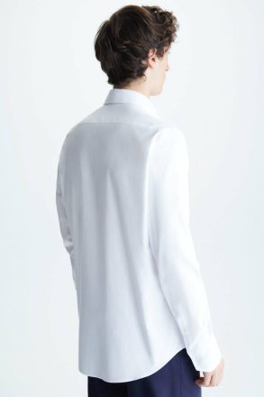 Spread Collar Textured Cotton Shirt Shirts Men White Purificacion Garci - Image 3