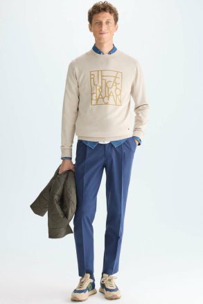 Stone/Camel Men Purificacion Garci Intarsia Pima Cotton Sweater Sweatshirts - Image 4