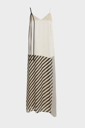 Striped Combined Asymmetric Straight-Fit Dress Ecru/Black Women Purificacion Garci Dresses - Image 5