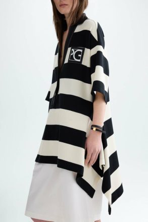 Striped Piqué Oversize Polo Shirt T-Shirts And Tops Purificacion Garci Women Ecru/Black - Image 2