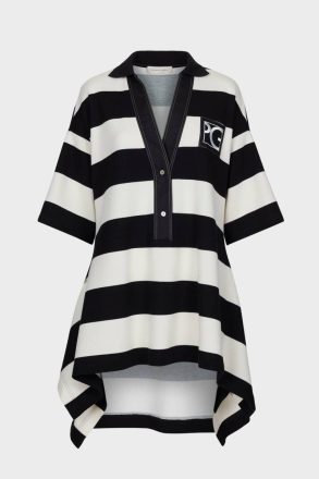 Striped Piqué Oversize Polo Shirt T-Shirts And Tops Purificacion Garci Women Ecru/Black - Image 5