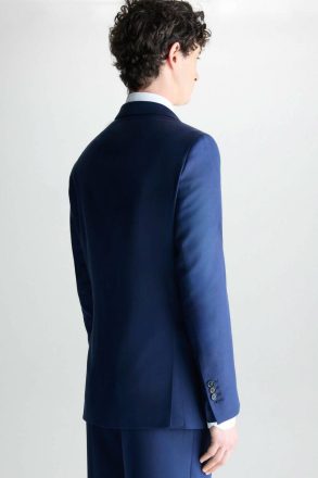 Suits And Blazers Purificacion Garci Men Zig-Zag Woven Wool Classic Fit Suit Jacket Navy - Image 4