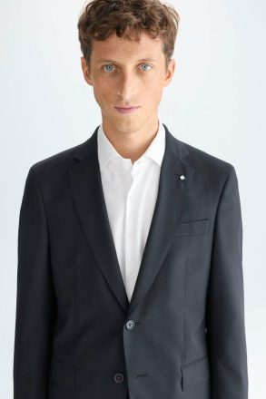 Suits And Blazers Tropical Wool Classic Fit Suit Jacket Men Purificacion Garci Black - Image 5