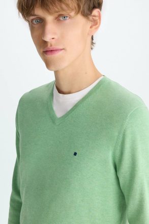Sweatshirts Green Men Purificacion Garci Cotton V-Neck Sweater - Image 2