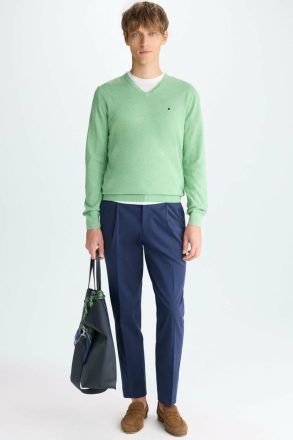 Sweatshirts Green Men Purificacion Garci Cotton V-Neck Sweater - Image 4