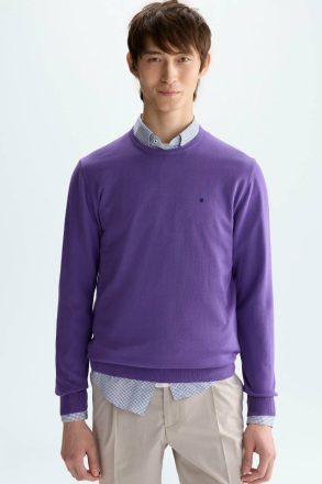 Sweatshirts Men Purificacion Garci Purple Pima Cotton Crew-Neck Sweater