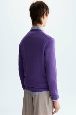 Sweatshirts Men Purificacion Garci Purple Pima Cotton Crew-Neck Sweater - Image 3