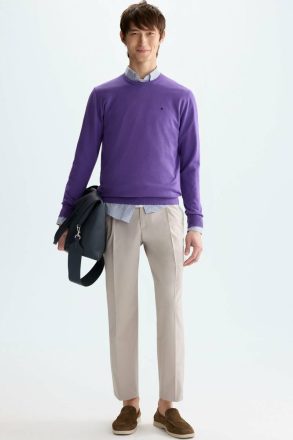 Sweatshirts Men Purificacion Garci Purple Pima Cotton Crew-Neck Sweater - Image 4